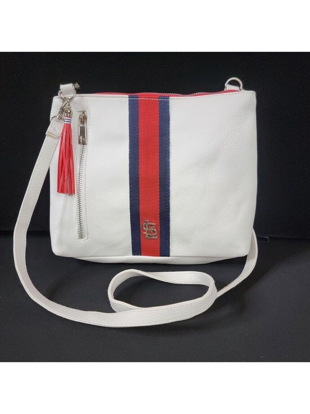 St. Louis Cardinals White Crossbody Purse – MLB Tassel Bag Red Blue Logo